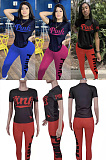 Printed short sleeve sportswear suit cotton FA8030