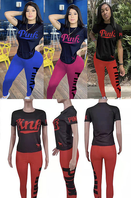 Printed short sleeve sportswear suit cotton FA8030