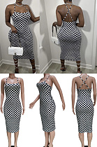 Check print suspender dress BBN158