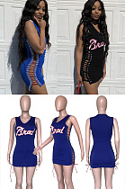 Letter cut out lace up miniskirt HR8009