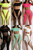 Mesh stitched perspective Jumpsuit ME7465