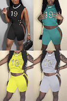 Embroidered high collar hollowed out two piece set FA7262