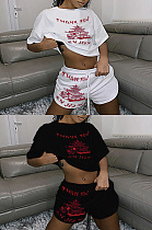 Letter short sleeve two piece set YYFS8633
