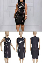 Hip print Crew Neck Dress OQ152