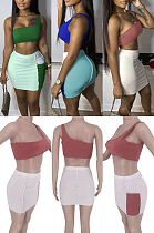 Contrast one shoulder casual two piece set SSM8046