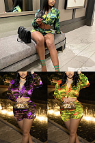 Bandage long sleeved jacket hot pants two piece set XQ1166