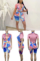 Zipper color printed casual two piece set SSM70005