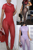 Hollowed out slim fit trousers mesh one-piece clothes MXXB21ST185