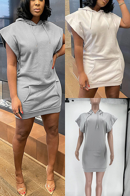 Hooded loose sweater dress CCN1858