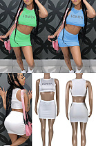 Solid letter vest suit skirt SSM8055