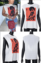 Printed loose sleeveless short T-shirt MXXB22TP206