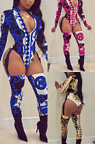 Printed zipper buckle webbing Jumpsuit CY1077