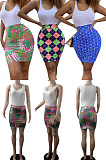 Sleeveless one-piece printed Skirt Set CY1362