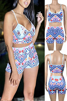 Printed suspender shorts two piece set SSM70007 