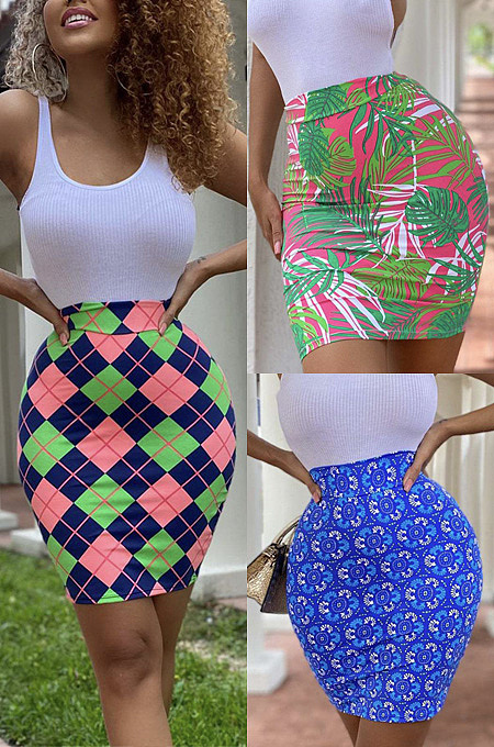 Sleeveless one-piece printed Skirt Set CY1362