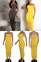 Pleated Strapless Hip Wrap Skirt CY1123