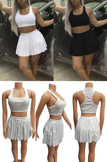 Open navel pleated skirt tennis suit FA7215