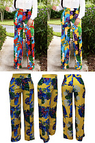 High waist flower casual straight pants ALS086 