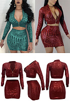 Slim fitting thread Sequin two-piece set ALS7542L