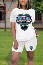 Cute solid gorilla print two piece set FA7082