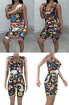 Printed V-neck sleeveless Jumpsuit BLX7707 