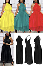 Chiffon double-layer bandage draped Pleated Dress  GL6570