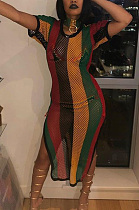 Multicolor mesh stripe dress BS1024