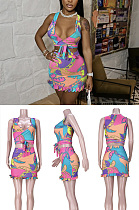 Printed pleated skirt two pieces GL6388 