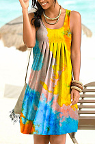 Tie dyed sleeveless round neck skirt CFFS507