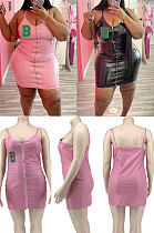 Zipper leather suspender large dress WA422