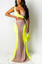 Two piece set of contrast color wrap chest skirt C2032