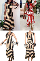 Striped bat sleeve dress BS1160