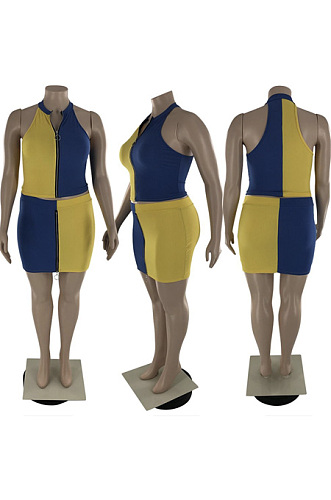 Stitched zipper two piece set S6276