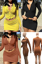 Commuter solid Pleated Skirt Set QQ5270