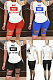 Letter hole five point pants short sleeve two-piece set  LSN751