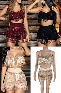 Sling Sequin tassel two piece set YMT6128