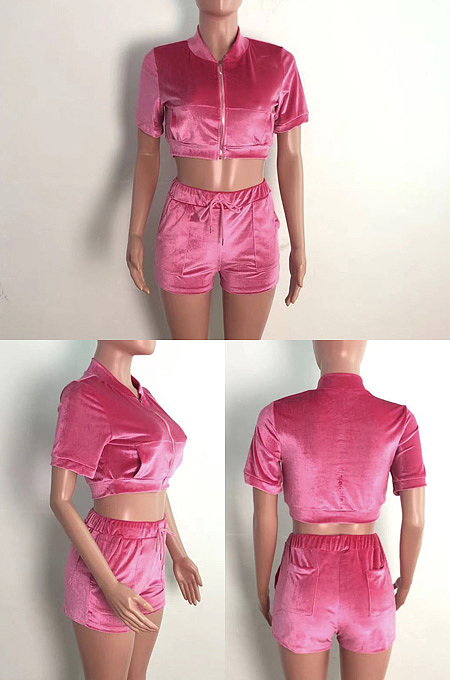 Two piece golden velvet suit QZ4351