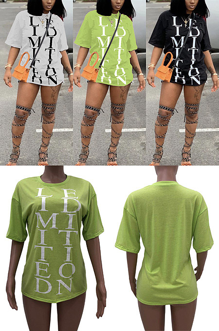 Loose letter offset top T-shirt YX9197