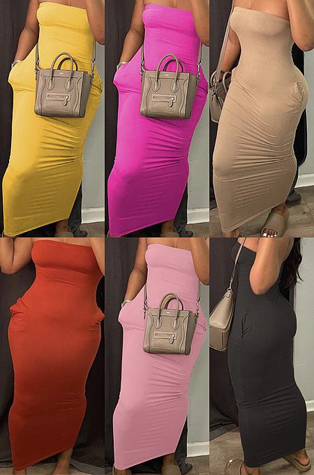 Strapless high stretch dress (including pocket) WJ5223