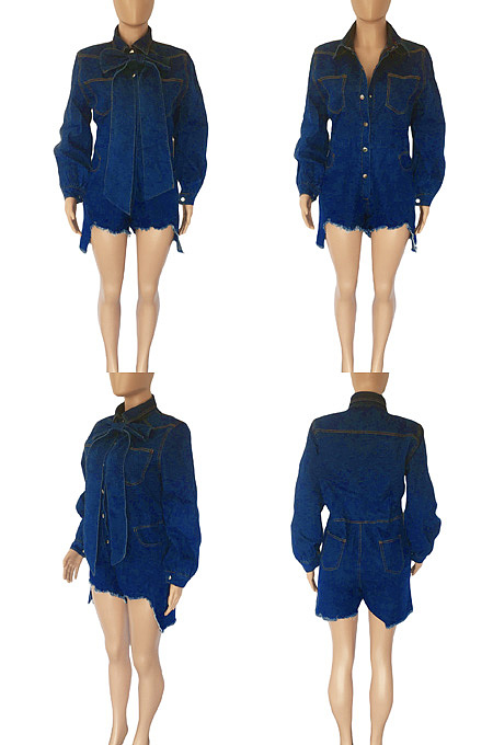 Lantern Sleeve bow tie upper pants Jumpsuit JLX3527