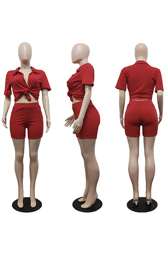 V-neck short sleeve two piece suit SH8109