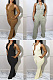 Open back hanging neck Lapel wool one-piece pants MF6689