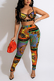 Suspender chest wrapping and corns printing two-piece set CCY9686