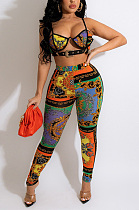 Suspender chest wrapping and corns printing two-piece set CCY9686