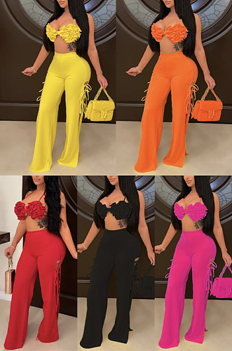 Chest bandage flared pants set ML7468