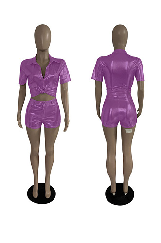 Women's short sleeve Sequin elastic two-piece set YSM935