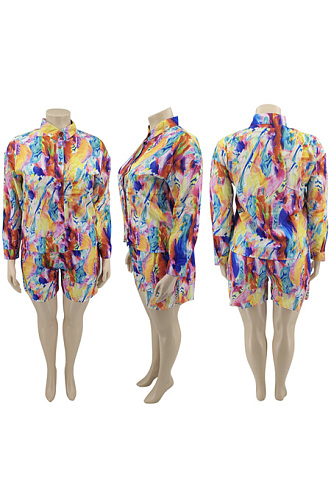 Casual printed shirt two piece set T260