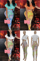 Short shirt + screen printed pants two piece set FFE171