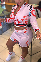 Digital printed long sleeved shorts two piece set YSS8012