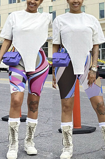 Two piece set of slit irregularly printed trousers NYY8024